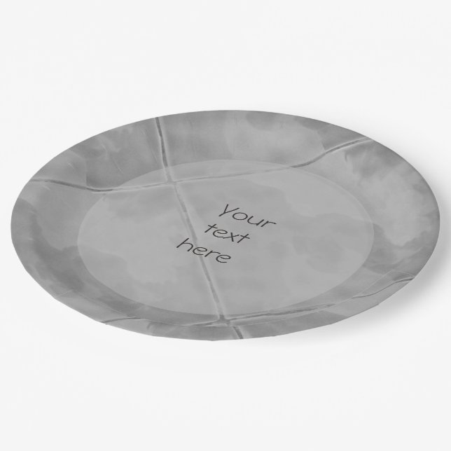 Plain Tile Ceramic Surface Gray any Text Paper Plates (Angled)