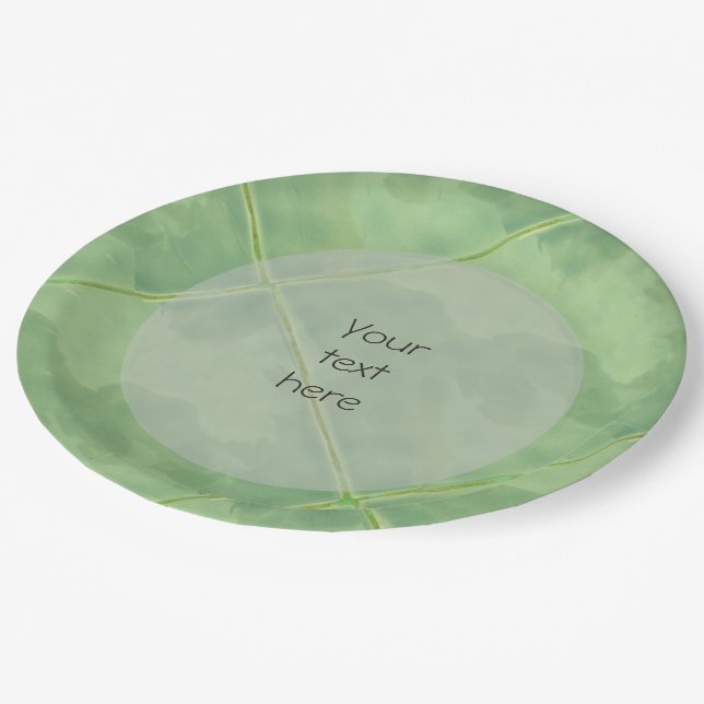Plain Tile Ceramic Surface Green any Text Paper Plates (Angled)
