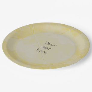 Plain Tile Ceramic Surface Yellow any Text Paper Plates
