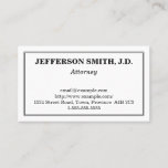 [ Thumbnail: Plain & Traditional Attorney Business Card ]