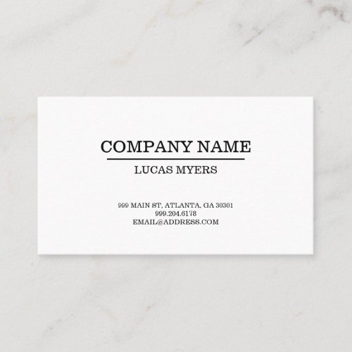 Plain Typewriter Font Business Card