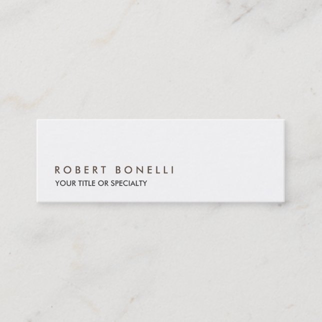 Plain Unique Modern Black White Mini Business Card (Front)