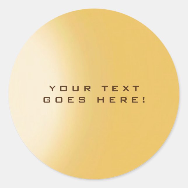 Plain Unique Special Gold Color Background Classic Round Sticker (Front)