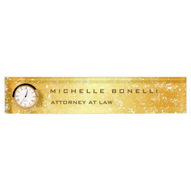 Plain Unique Special Gold Color Background Desk Name Plate (Front)
