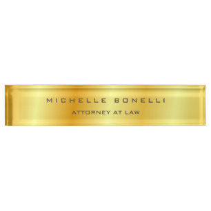 Plain Unique Special Gold Color Background Lawyer Desk Name Plate
