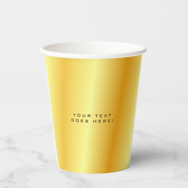 Plain Unique Special Gold Color Background Paper Cups (Front)