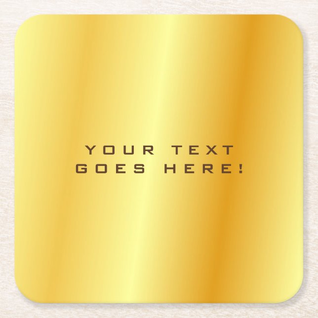 Plain Unique Special Gold Color Background Square Paper Coaster (Front)