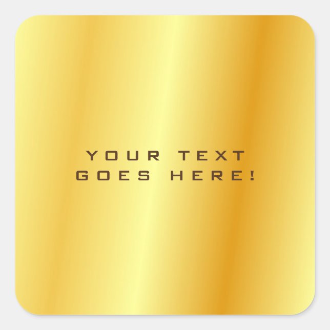 Plain Unique Special Gold Color Background Square Sticker (Front)