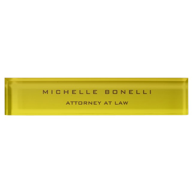 Plain Unique Special Yellow Color Background Desk Name Plate (Front)