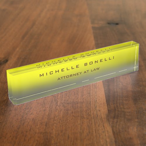 Plain Unique Special Yellow Color Background Desk Name Plate