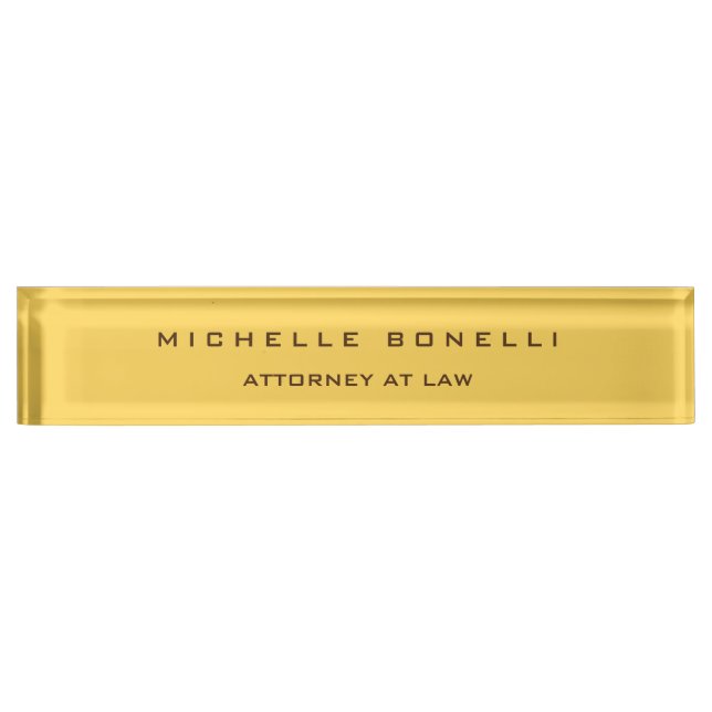 Plain Unique Special Yellow Color Background Desk Name Plate (Front)