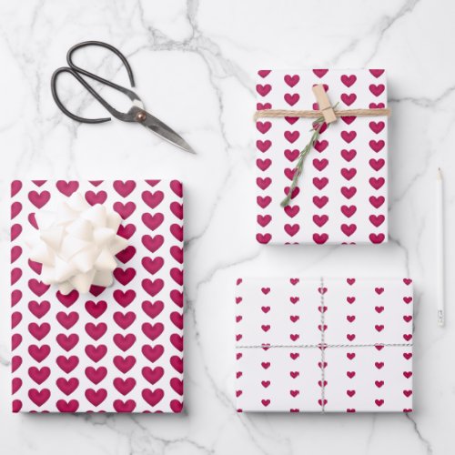 Plain Vintage Love Hearts Romantic Valentine 3_Way Wrapping Paper Sheets