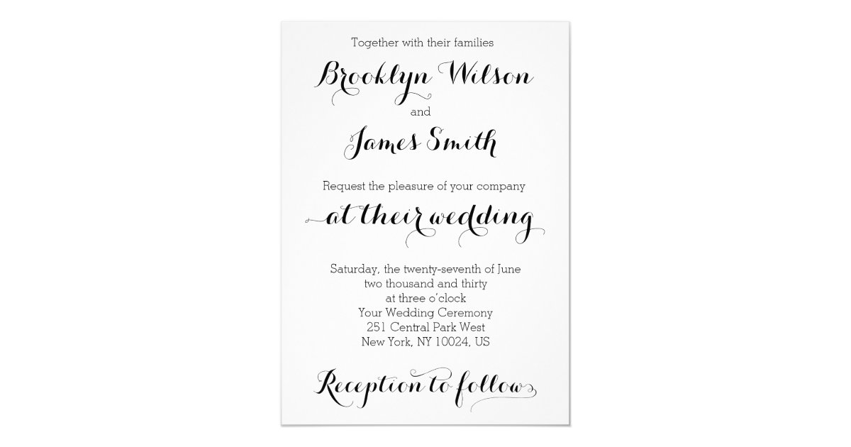Plain Wedding Invitations White | Zazzle.com