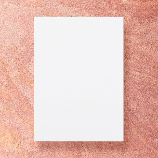 Plain White 5" x 7" Semi-Gloss Blank Save the Date Invitation (Blank save the date 5"x7" white card on pink stone background)