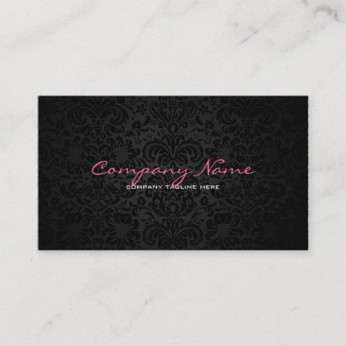 Plain White  Black Reversible Floral Damasks Business Card