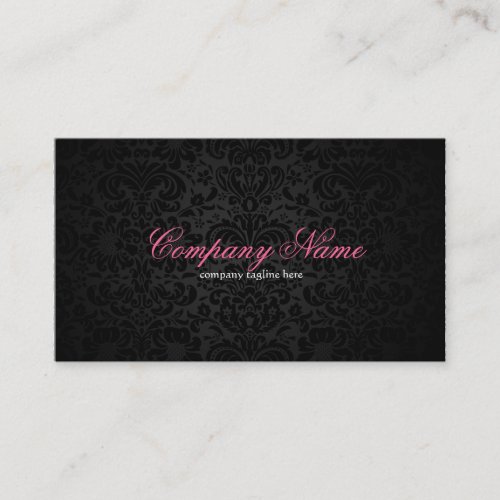 Plain White  Black Reversible Floral Damasks Business Card