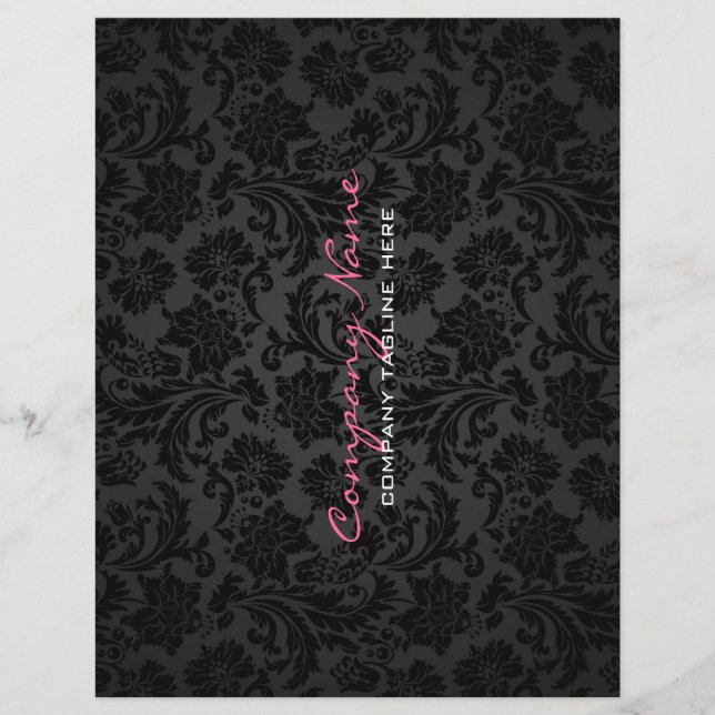 Plain White & Black Vintage Floral Damasks Flyer (Front)