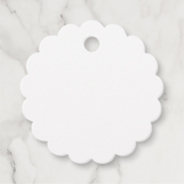 Plain White Blank Wedding Matte Scalloped Circle Favor Tags (Front)