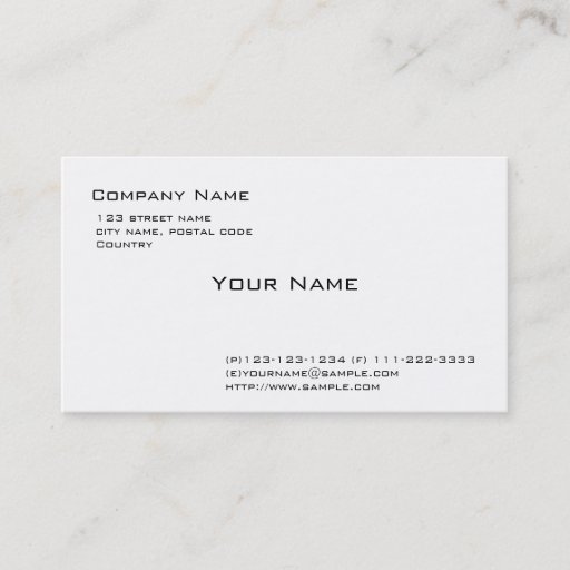 Customizable plain white business card templates