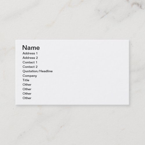 Plain White Business Card