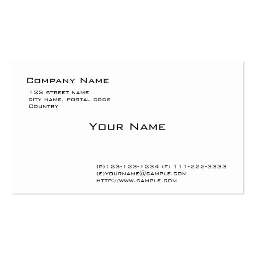 Plain White Business Card Template