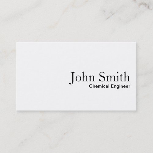 Plain White Chemical Engineer Business Card