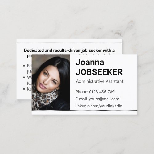 Plain White Classic Job Seeker Minimal Elegant Business Card