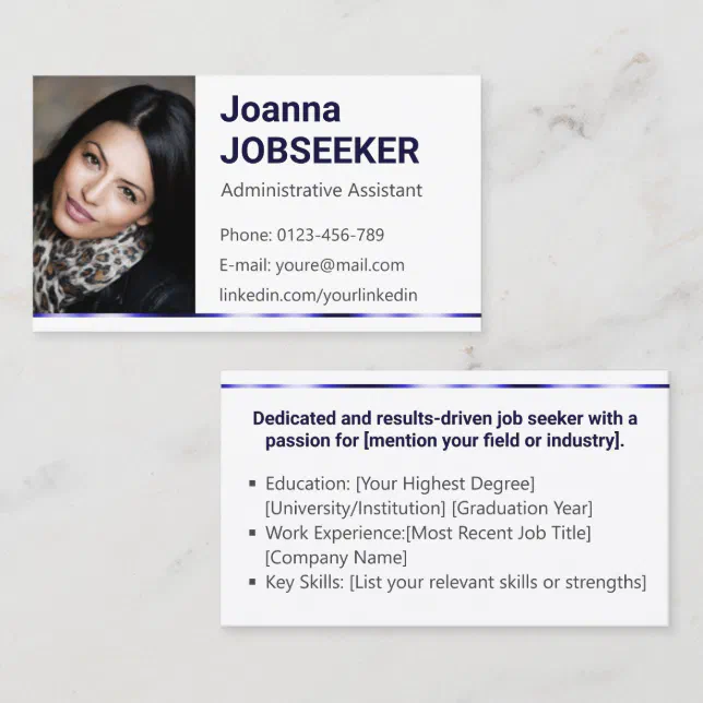 Plain White Classic Job Seeker Minimal Elegant Business Card | Zazzle