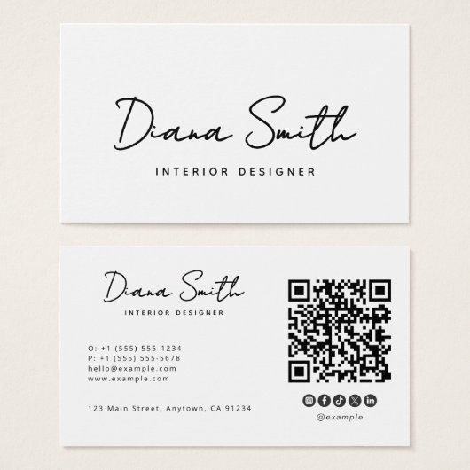 Plain White Clean Modern Minimalist Business Card (Front & Back)