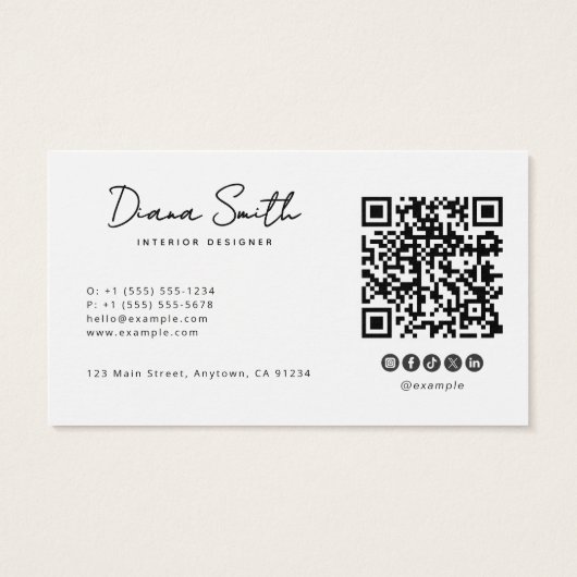 Plain White Clean Modern Minimalist Business Card (Back)