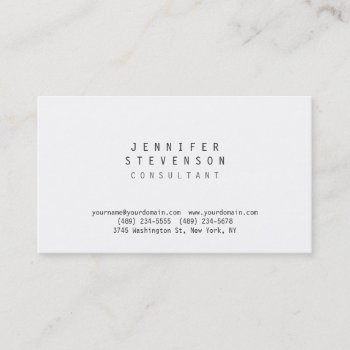 Plain White Contemporary Clean Business Card by hizli_art at Zazzle