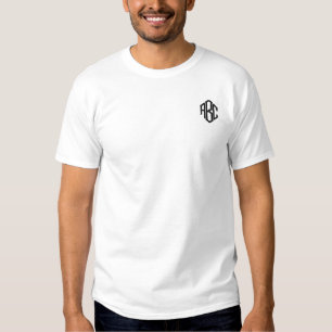 Plain White Embroidered Mens Monogram Template T-Shirt