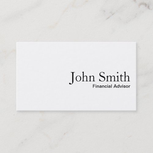 Plain White Financial Advisor Business Card