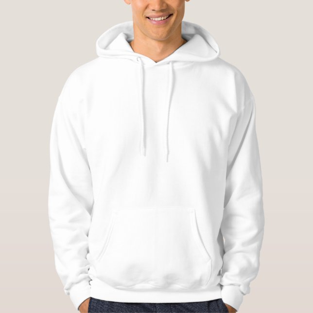 Plain white fleece pullover hoodie for men (Front)