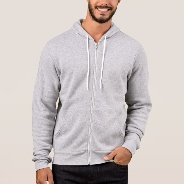 Plain white fleece zip hoodie for men (Front)