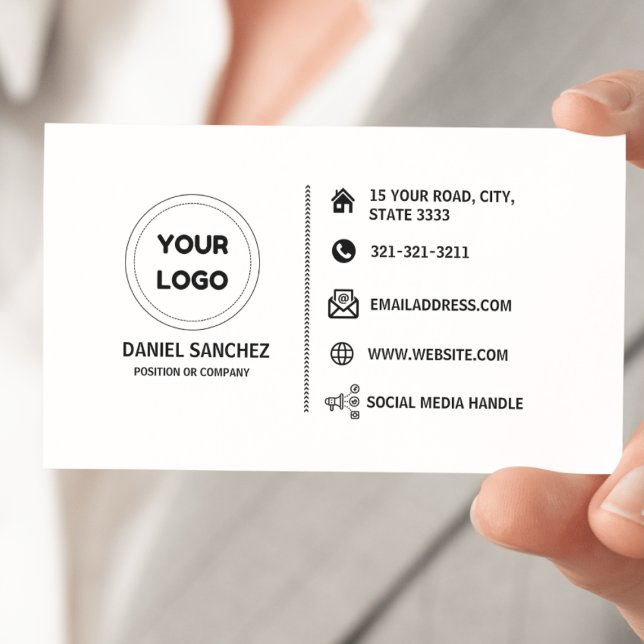 Plain White Generic Add your Logo  Business Card (Creator Uploaded)