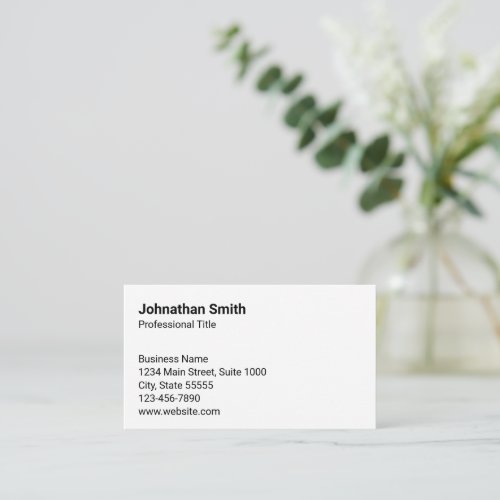 Plain White Generic Design Template Business Card