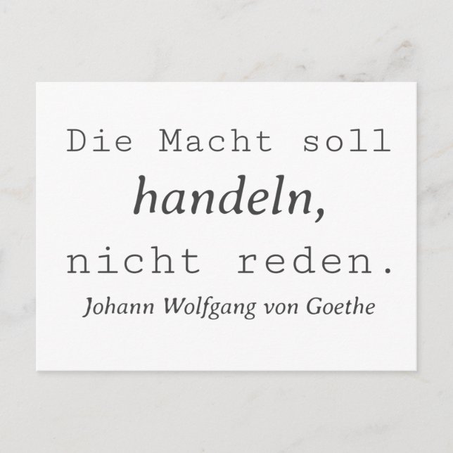 Plain White Goethe quote Postcard (Front)