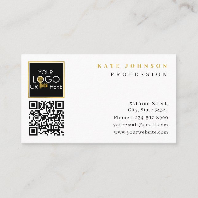 Plain White Gold Generic Logo Business Template Card (Front)