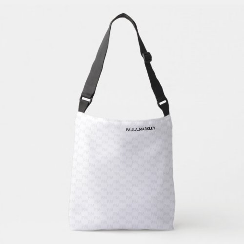 Plain White Gray Modern Monogram Simple Pattern Crossbody Bag