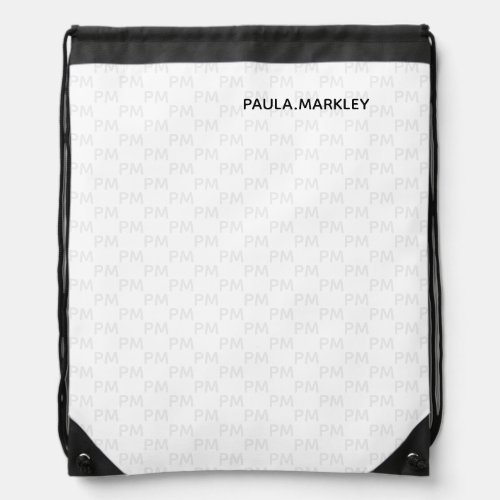 Plain White Gray Modern Simple Monogram Pattern Drawstring Bag
