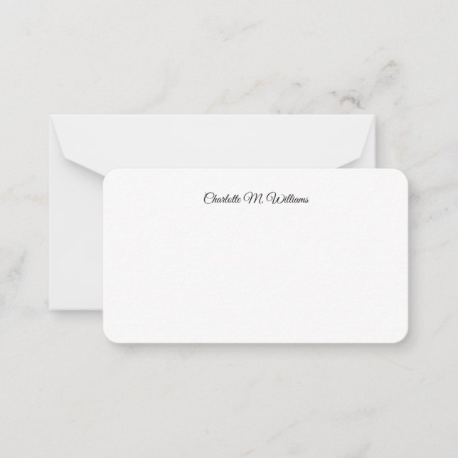 Plain White Minimalist Professional Modern Note Card (Front)