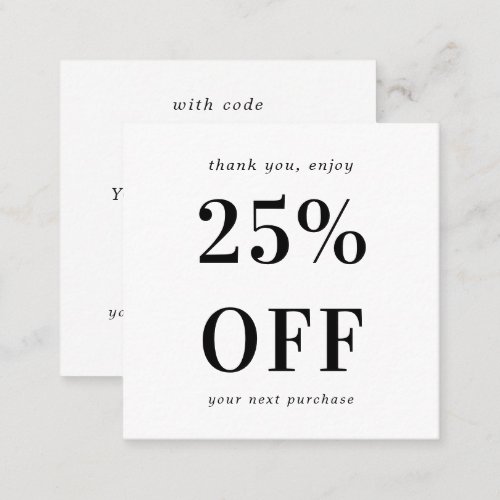 Plain White Modern Bold Typography Small Business Discount Card