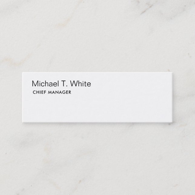 Plain White Modern Minimalist Slim Mini Business Card (Front)