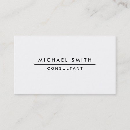 Plain White Professional Elegant Modern Simple Business Card