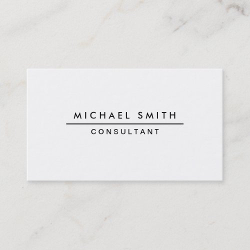 Plain White Professional Elegant Modern Simple Business Card