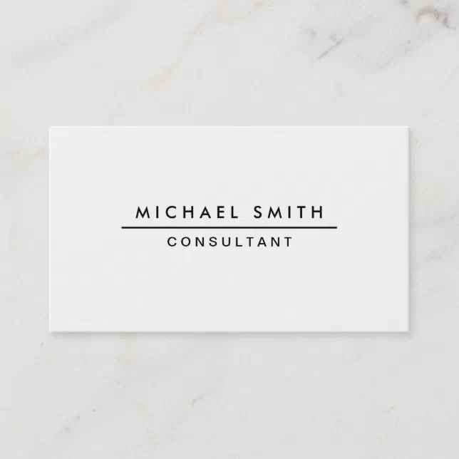 Plain White Professional Elegant Modern Simple Business Card | Zazzle