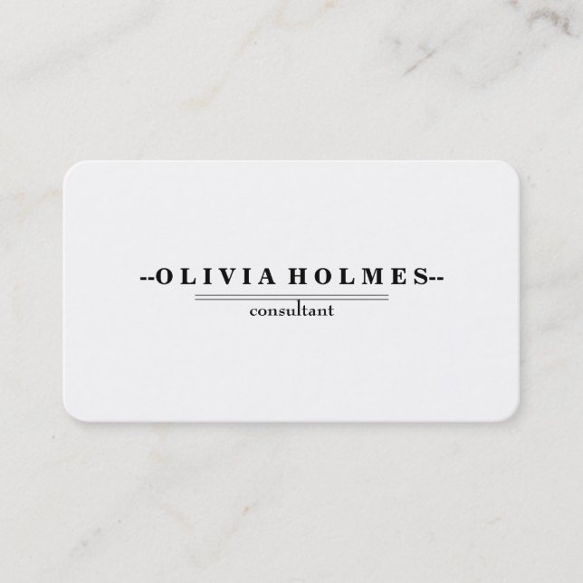 Plain White Professional Modern Elegant Business Card (Front)