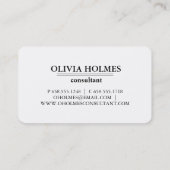 Plain White Professional Modern Elegant Business Card (Back)