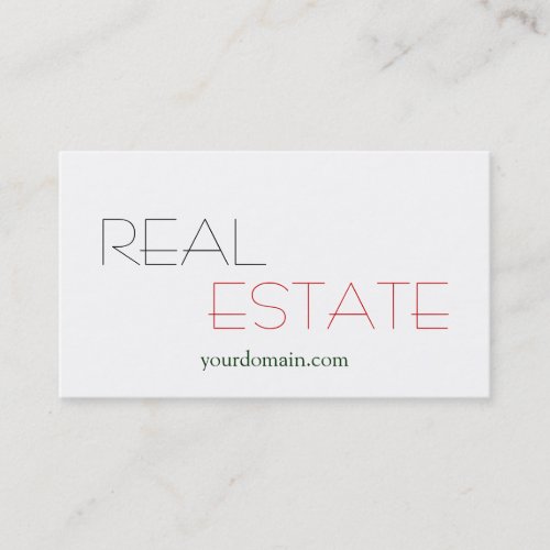 Plain White Real Estate Agent Trendy Business Card